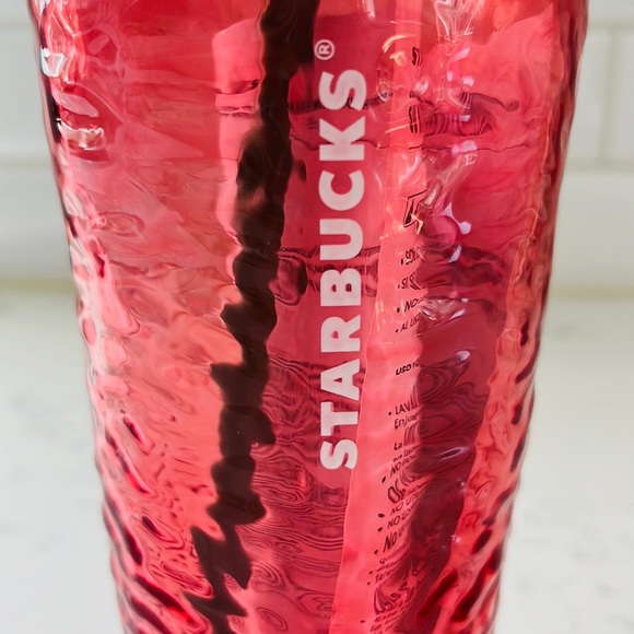 Starbucks Hammered Begonia Pink Rippled Glass - Picture 9 of 9